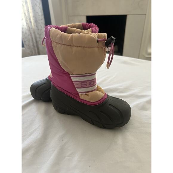 Sorel Flurry Snow Boots Childrens Size 11 Pink Tan Outdoor Winter Warm - Picture 2 of 10